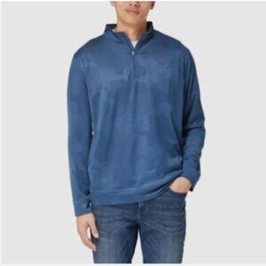 NEW Kirkland Signature Mens XXL Blue Quarter-Zip Long-Sleeve Pullover Sweatshirt